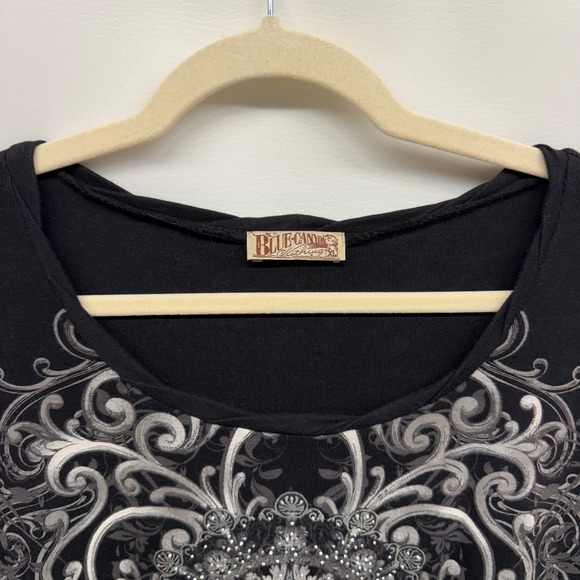 Vintage Blue Canyon Clothing Women's Black Tank Top Embellished Graphic XL Y2K - Picture 4 of 9
